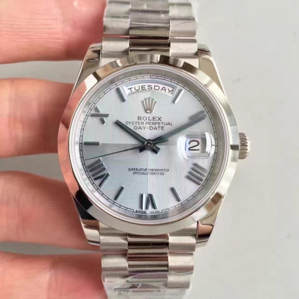Replica Rolex Day-Date 40 228206 40MM N Stainless Steel Ice Blue Rolex Day Date 40 Stainless Steel